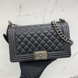 CHANEL BAG BOY A67086 LAMBSKIN OLD MEDIUM 25CM SHW BLACK NO.20 (W/CARD) 20376067