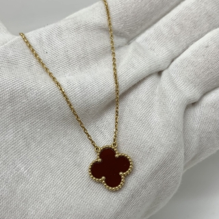 VAN CLEEF & ARPELS FINE JEWELRY NECKLACE VINTAGE ALHAMBRA CARNELIAN YG750 5.27G FULL SET 2024