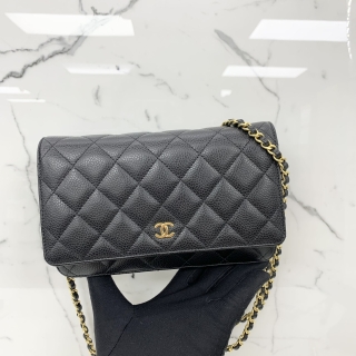 CHANEL BAG MATELASSE CAVIAR WALLET ON CHAIN GHW BLACK RFID MICROCHIP UEHXHC9H