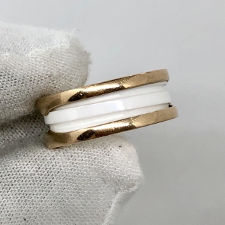 BVLGARI FINE JEWELRY RING B.ZERO1 WHITE CERAMIC 2 BANDS #54 RG750 7.96G NO CERT LCRME7