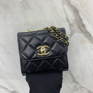 CHANEL BAG MATELASSE A81633 TRENDY MINI CHAINLAMBSKIN GHW BLACK W/CARD NO.32