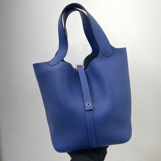 HERMES BAG PICOTIN LOCK 26 GM BLUE TOGO Z STAMP SHW