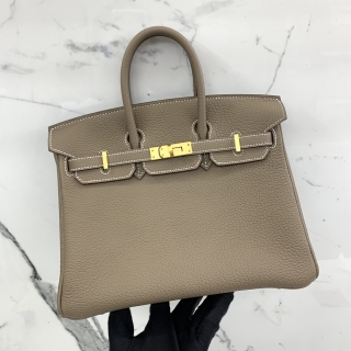 HERMES BAG BIRKIN 25 ETOUPE BRUSHED GHW K STAMP TOGO KMS327HD