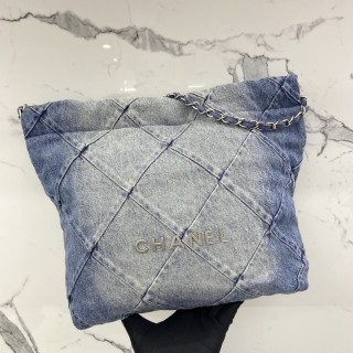 CHANEL BAG AS3260 CHANEL22 SMALL DENIM W/POUCH MICROCHIPPED UA9KH238