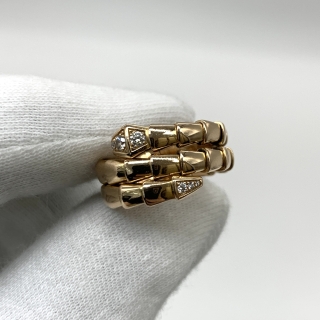 BVLGARI FINE JEWELRY RING AU750 SERPENTI DIAMOND RING ONLY #S 9.5G S7A1X4