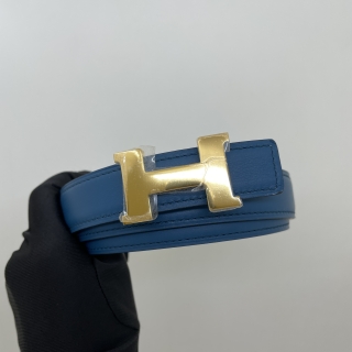 HERMES BELT CONSTANCE H MINI REVERSIBLE TEAL BLUE/WHITE GHW  □Q STAMP #90
