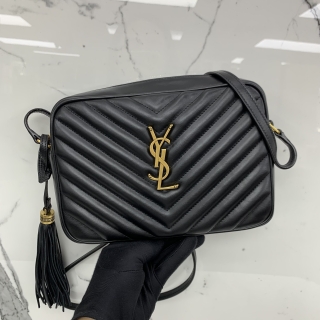 YSL BAG LOULOU 612544 CAMERA SHOULDER TASSEL BLACK GHW