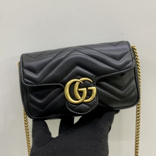 GUCCI BAG MARMONT 476433 SUPER MINI CHAIN SHOULDER BLACK
