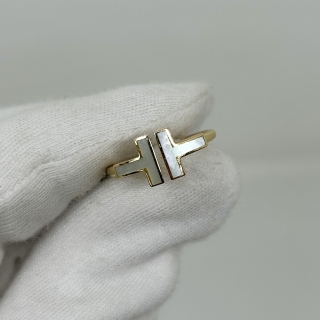 TIFFANY FINE JEWELRY RING AU750 T WIRE RING MOTHER OF PEARL 3.6G