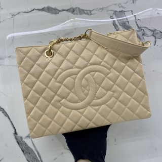 CHANEL BAG CAVIAR SKIN GST BEIGE W/ CARD NO.14 14739731