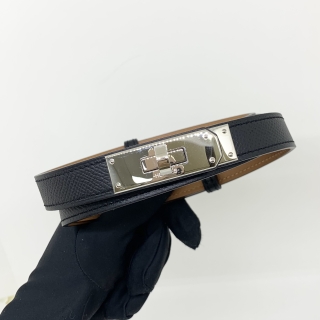 HERMES BELT KELLY BLACK PHW C STAMP