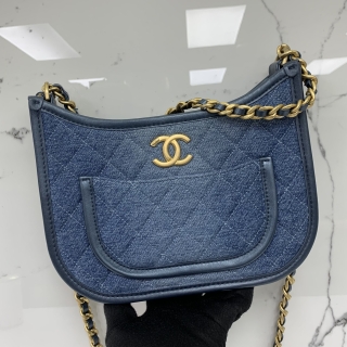 CHANEL BAG MATELASSE AS4666 WASHED DENIM QUILTED HOBO CHAIN SHOULDER 2WAY COCOMARK MICROCHIPPED HU535078