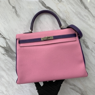 HERMES BAG KELLY 35  TOGO BI-COLOUR SPECIAL ORDER PURPLE/PINK SHW SQUARE O