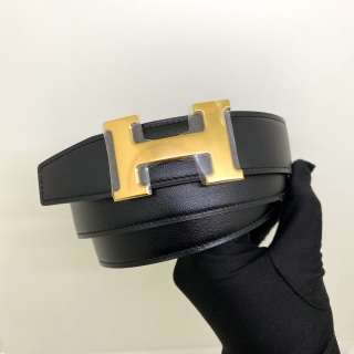 HERMES BELT CONSTANCE H REVERSIBLE 95 GHW GOLD/NOIR K STAMP
