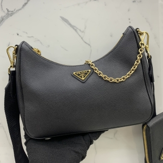 PRADA BAG SAFFIANO RE-EDITION 2005 BLACK GHW 1BH204