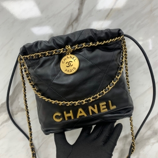 CHANEL BAG CALF AS3980 CHANEL22 MINI BLACK GHW MICROCHIPPED LTTT8HGE