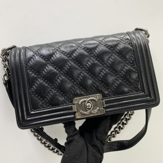 CHANEL BAG BOY WILD STITCH 25CM MEDIUM BLACK SHW NO CARD NO.18 18493227