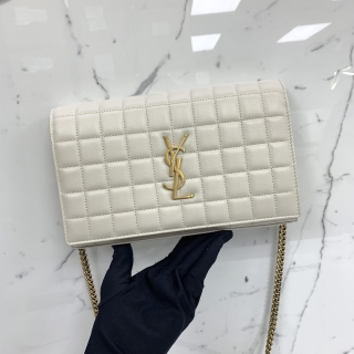 YSL BAG CASSANDRA 743346 CHAIN WALLET WOC CREAM GHW
