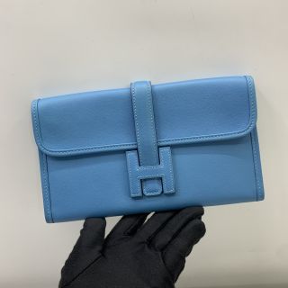 HERMES SLG JIGE DUO BLUE D STAMP CLUTCH SWIFT
