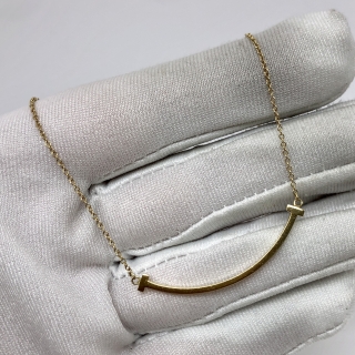 TIFFANY FINE JEWELRY NECKLACE T SMILE SMALL YG750 2.8G W/BOX NO CERT