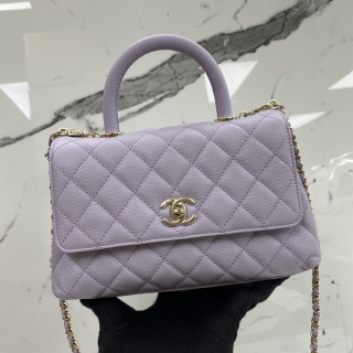 CHANEL BAG CAVIAR SKIN COCOHANDLE  XS 23CM LILAC PURPLE 2WAY MICROCHIPPED