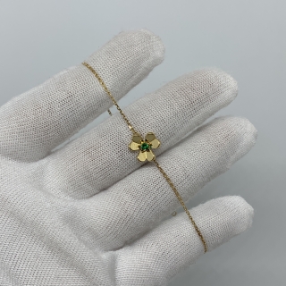 VAN CLEEF & ARPELS FINE JEWELRY BRACELET YG FRIVOLE MINI EMERALD W/ CERT 2.29G JD370230