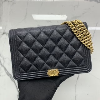 CHANEL BAG BOY AP1117 WALLET ON CHAIN WOC CAVIAR BLACK GHW NO.30 WITH CARD 30945241