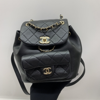 CHANEL BAG AS2908 DUMA MINI BACKPACK LAMBSKIN BLACK GHW MICROCHIP JGCXA005