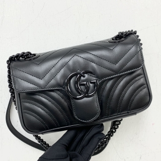 GUCCI BAG MARMONT 446744 CHAIN SHOULDER SO BLACK