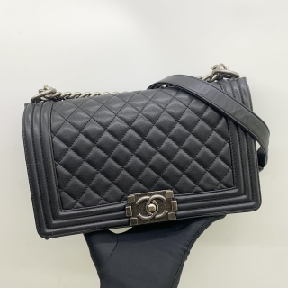 CHANEL BAG BOY LAMBSKIN 25CM MEDIUM BLACK NO.25 25909706