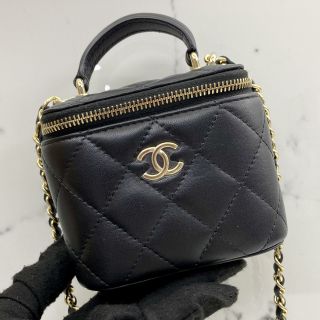 Chanel Mini Black Vanity Top Handle in Lambskin