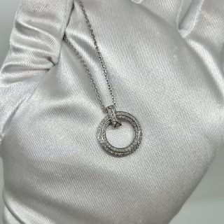 TIFFANY FINE JEWELRY NECKLACE 750 WG T T1 CIRCLE 0.24CT PAVED DIAMOND 8.09G, NECKLACE ONLY 245002