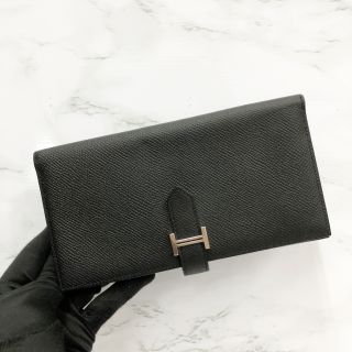 Hermes Bearn Soufflet Wallet, Noir Epsom, D Stamp