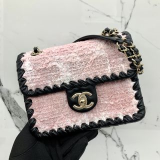 Mini  Pink Tweed Flap Bag