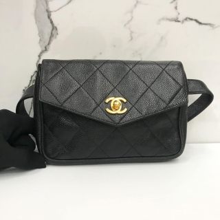 Chanel Black Caviar Skin Waist Pouch