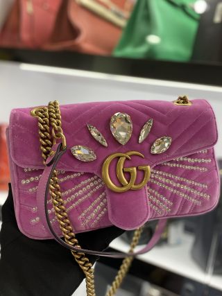 Gucci Marmont Velor Chain Shoulder Bag