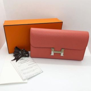 Hermes Constance Long Wallet, Flamingo Epsom, R Stamp