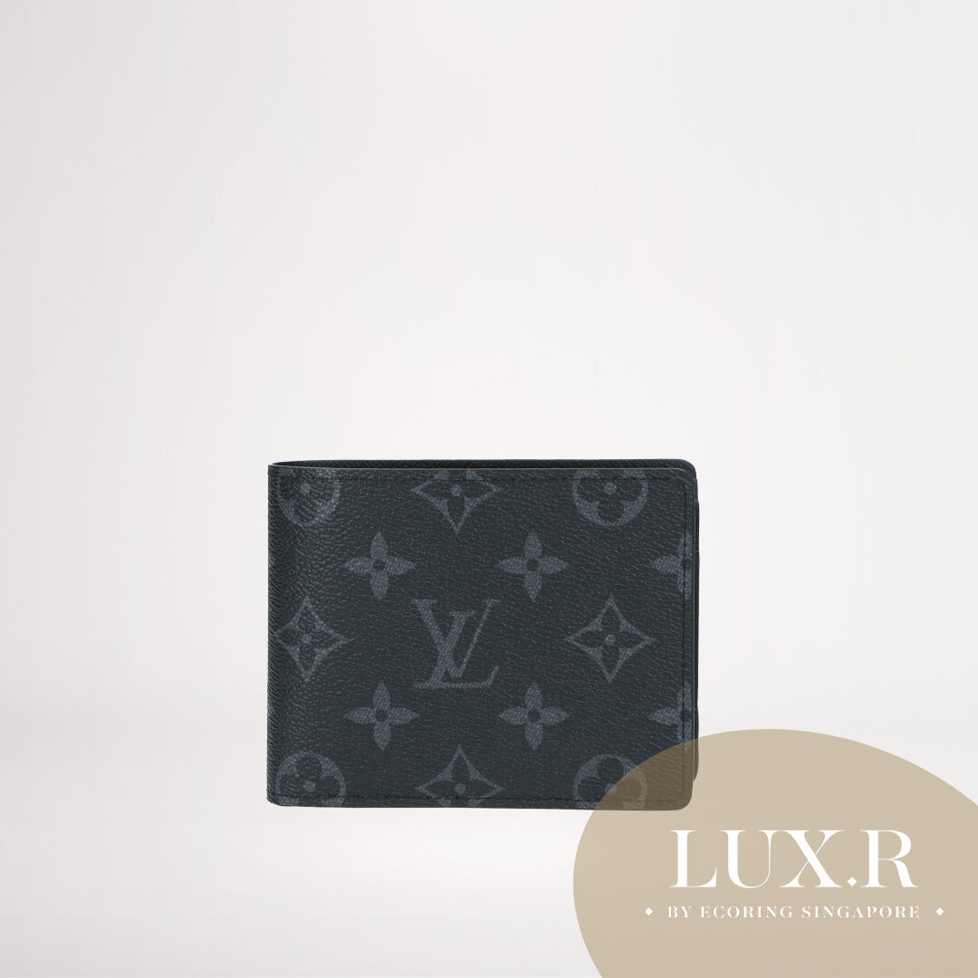 LOUIS VUITTON Monogram Eclipse Canvas Multiple Wallet Black/Grey