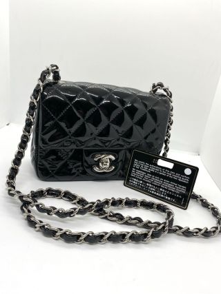 Chanel No.20 Mini Chain Sling Bag, Black Patent Leather