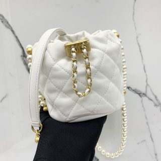 Chanel Bag Calf Pearl Chain Drawstring