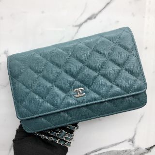 Chanel No.24 Green Wallet on Chain in Caviar Skin