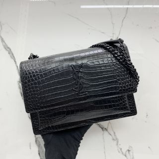 EMBOSSED CROCODILE SO BLACK 442906