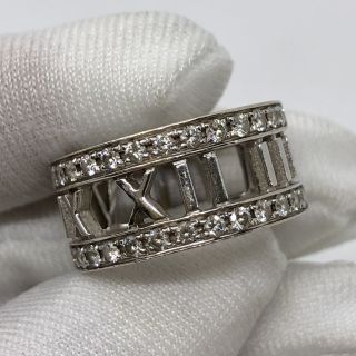 TIFFANY FINE JEWELRY RING ATLAS HALF DIAMOND 26P WG750 5.8G