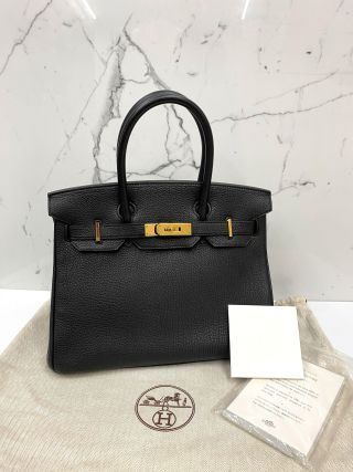 Hermes Birkin 30, Noir Togo, P stamp