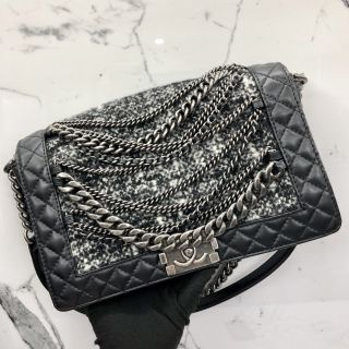 Chanel No.18 Boy Chain Tweed Bag in Lambskin