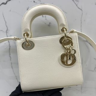  LADY DIOR MINI LIZARD WHITE