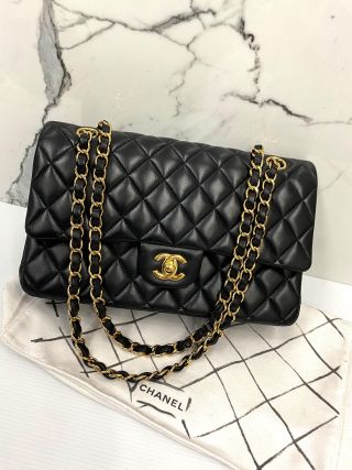 Chanel No.28 Classic Flap Bag, Black Lambskin Leather