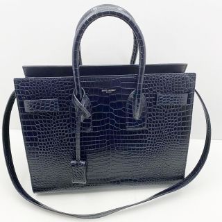 SAINT LAURENT SAC DE JOUR 32 CROCODILE EMBOSSED Navy Color