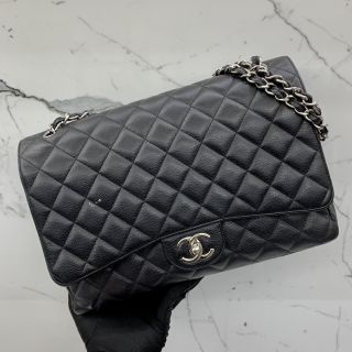 No.14 Maxi Flap in Black Caviar Skin