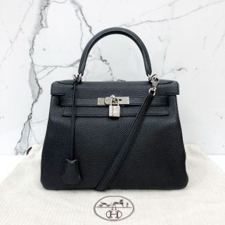 Hermes Kelly 28, Noir Togo, T Stamp